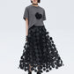 Patch Embroidered Flared Mesh Skirt SHN0003