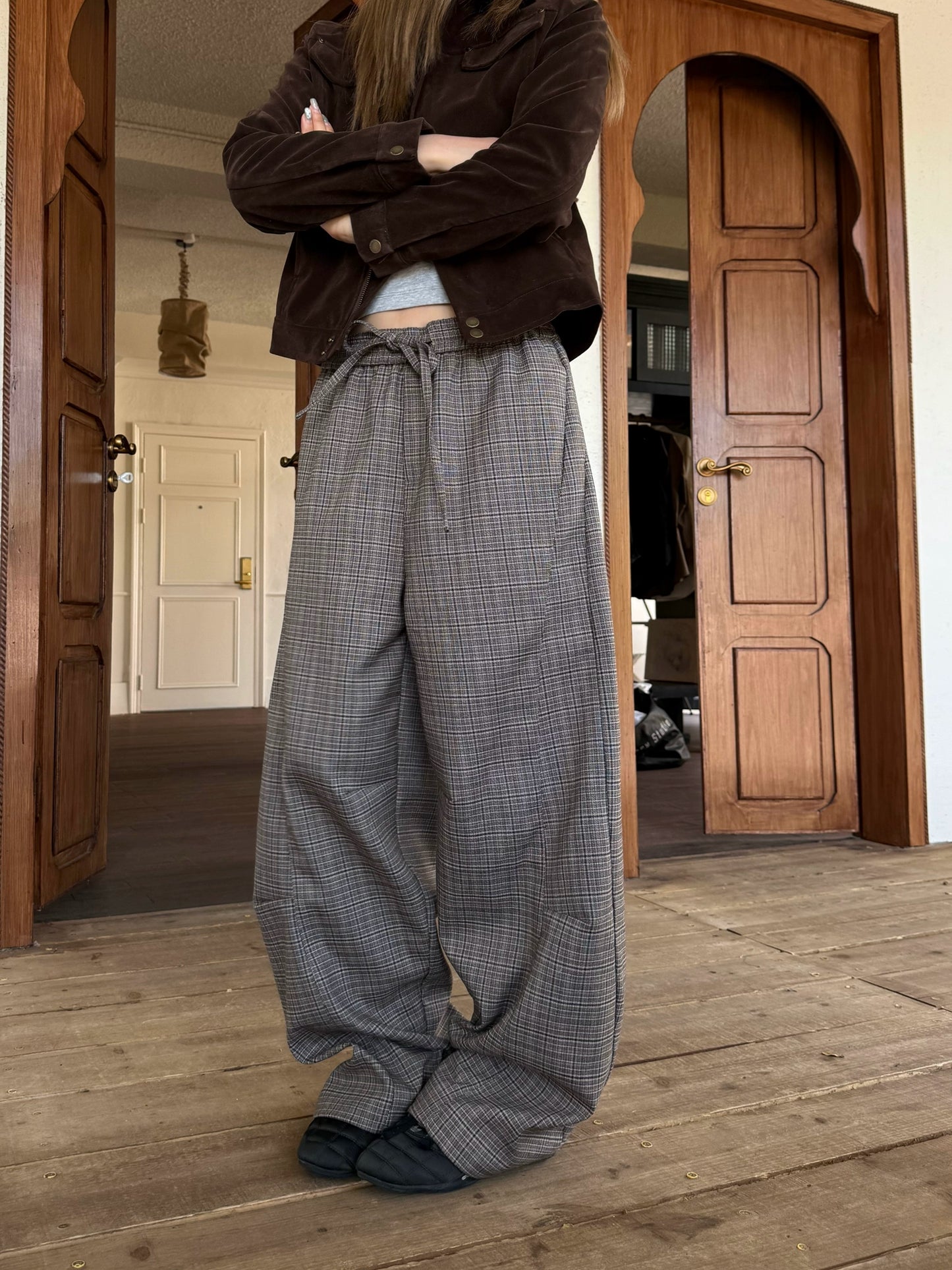 Plaid Patchwork Loose Pants CYE0085