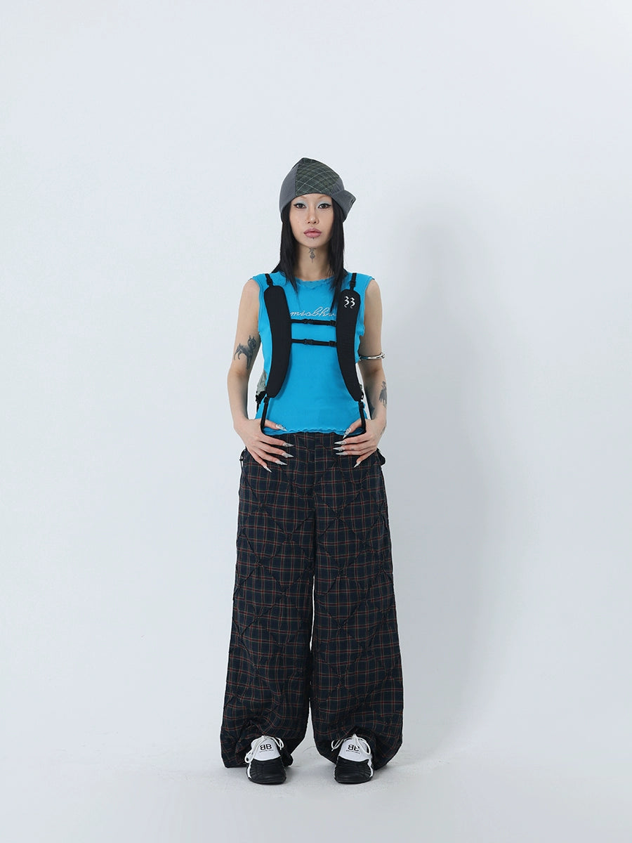 Check Stretch Wide Pants FZK0079