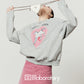 Horse Print Sweatshirt / Pink Mini Skirt LLA0639