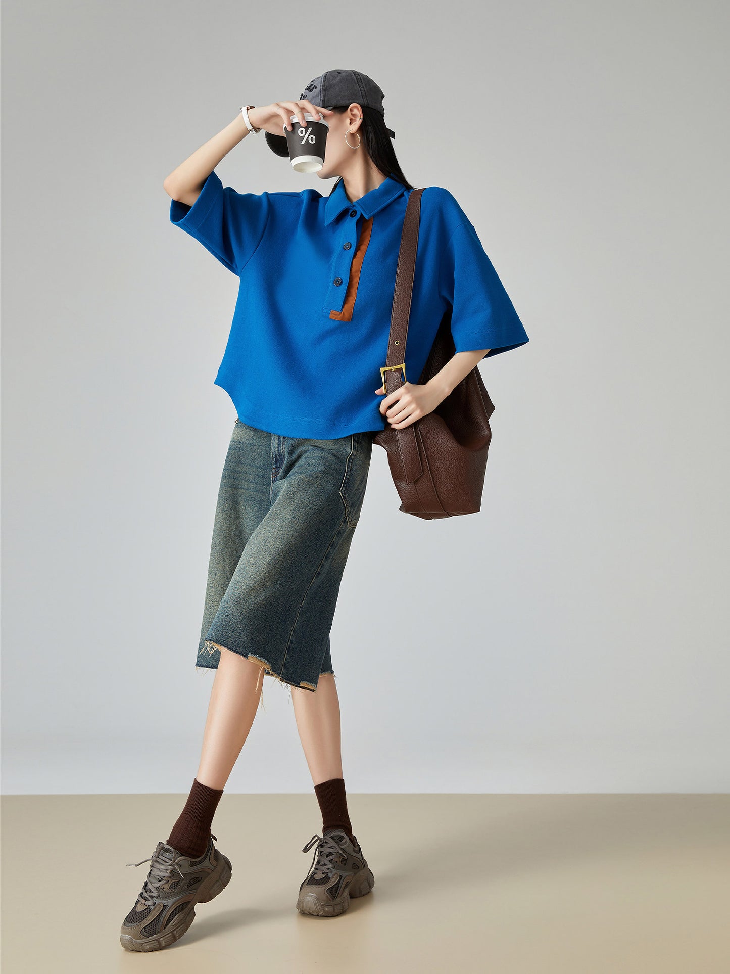 Color-Block Retro Polo Shirt FER0077