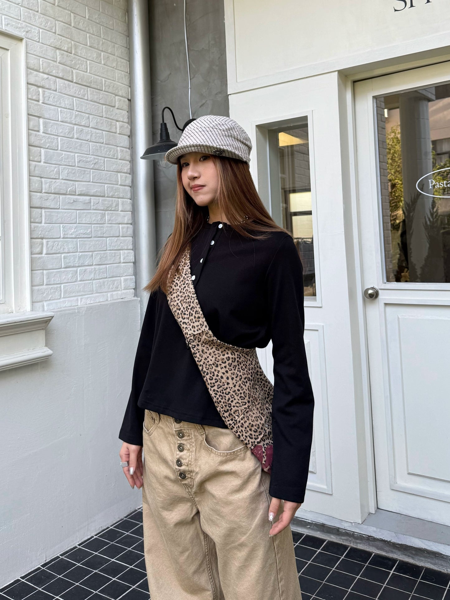 Half-Button Long Sleeve Top CYE0022