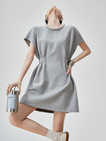 Waist Gather Sweatshirt Mini Dress FER0275