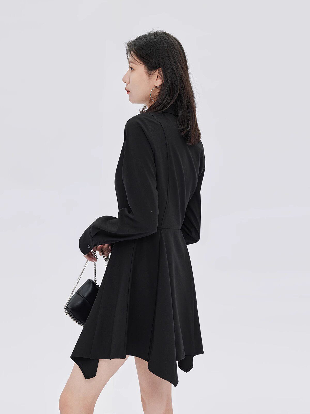 Fitted Long-Sleeve Shirt Mini Dress SHN0056