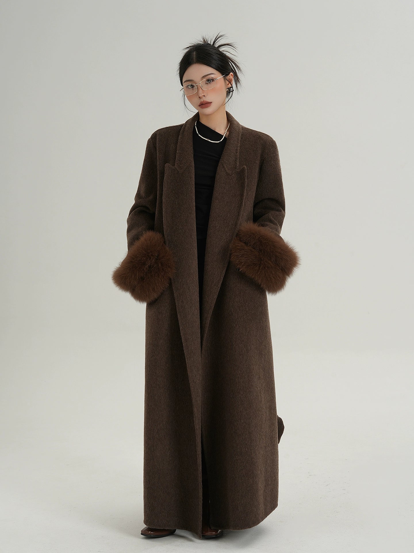 Fur Cuff Long Coat SRS0403