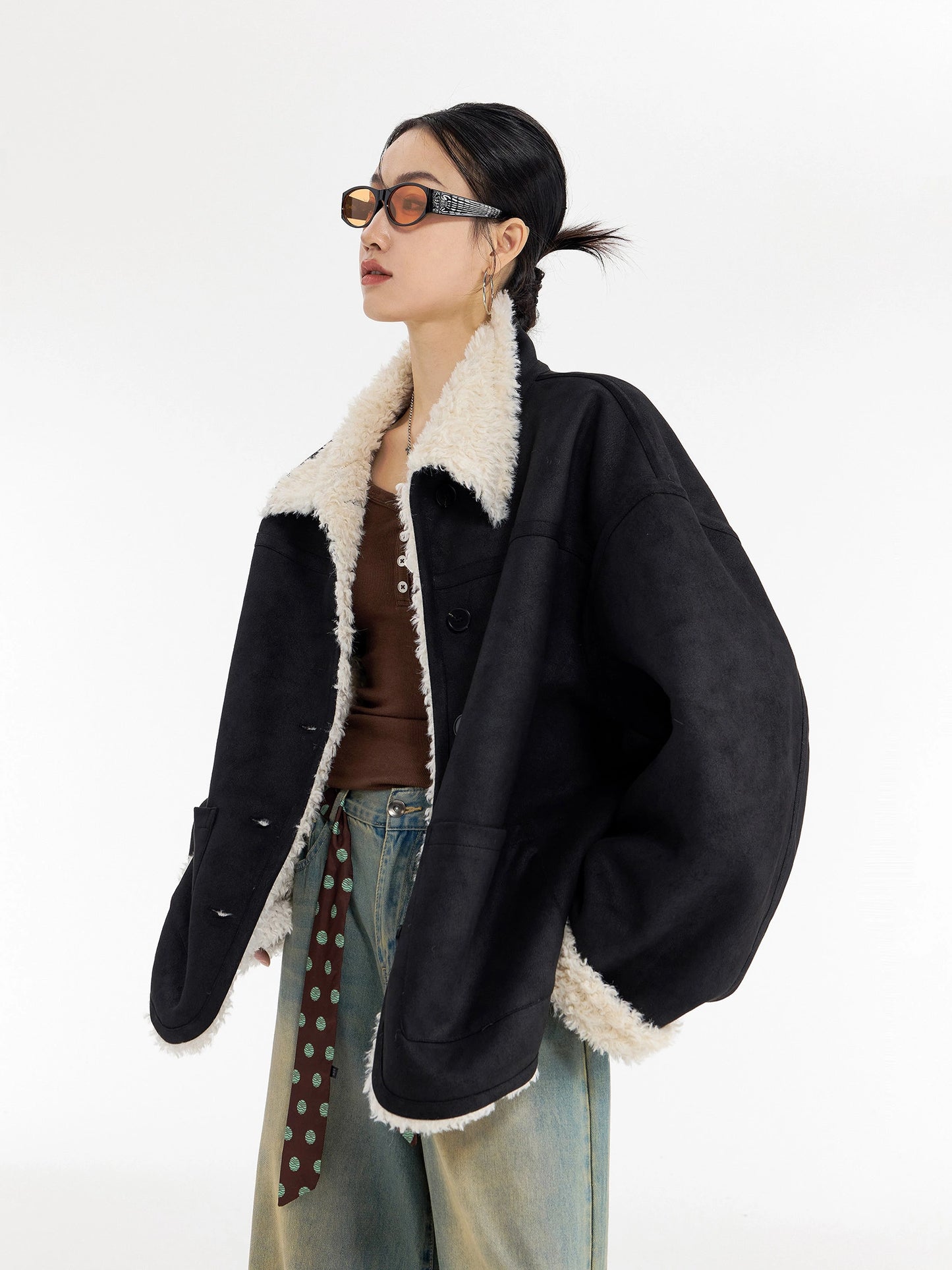 Stand Collar Mouton Coat ICM0106