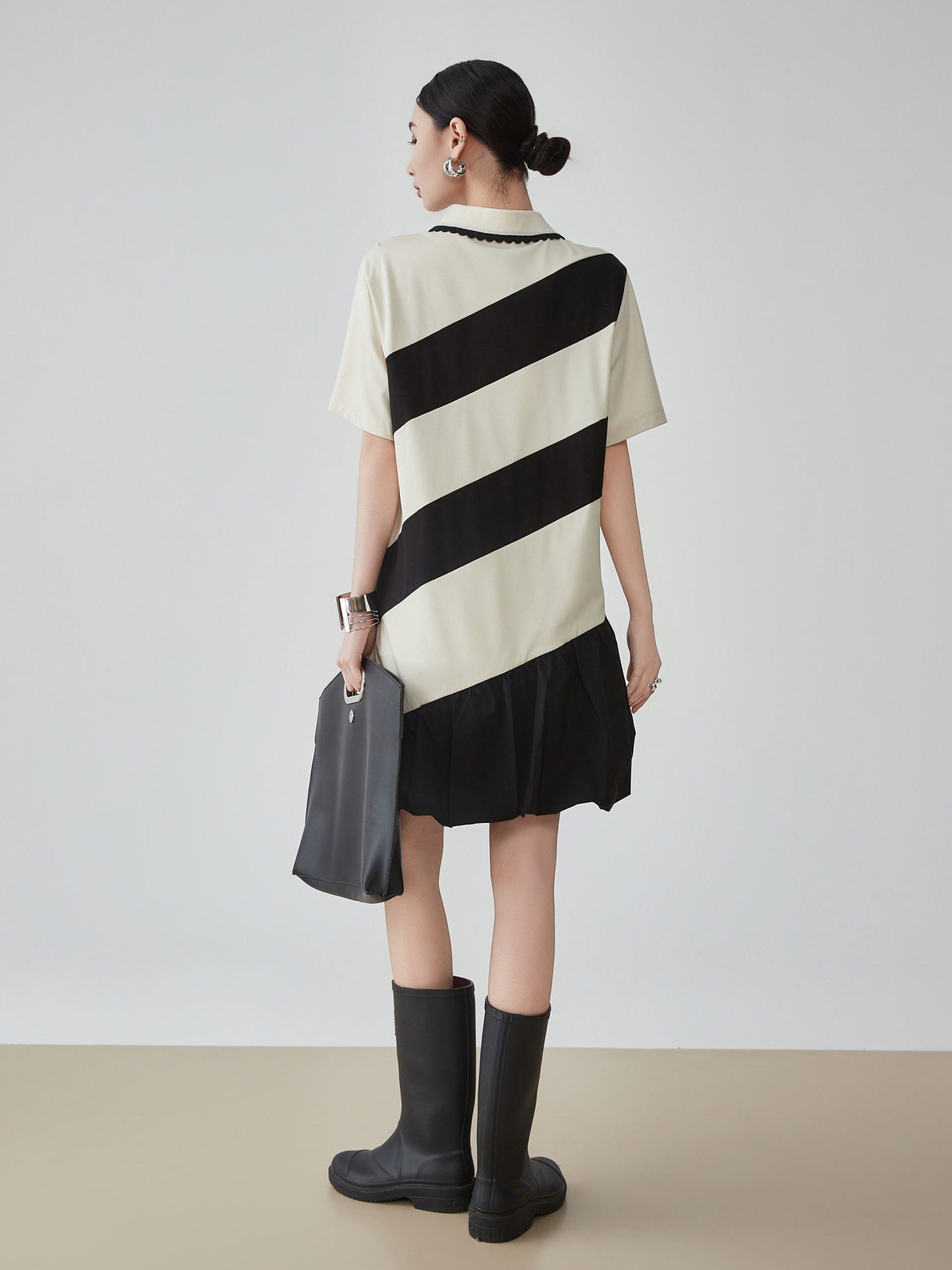 Polo Collar Color-Blocking Dress FER0112