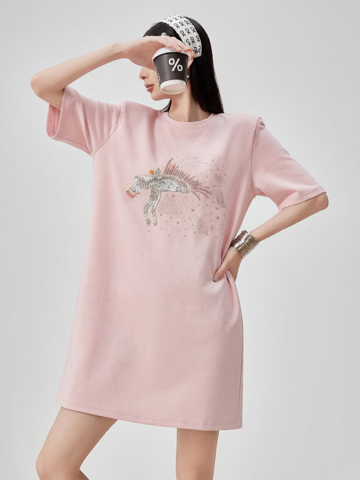 Horse Motif T-Shirt Dress FER0290
