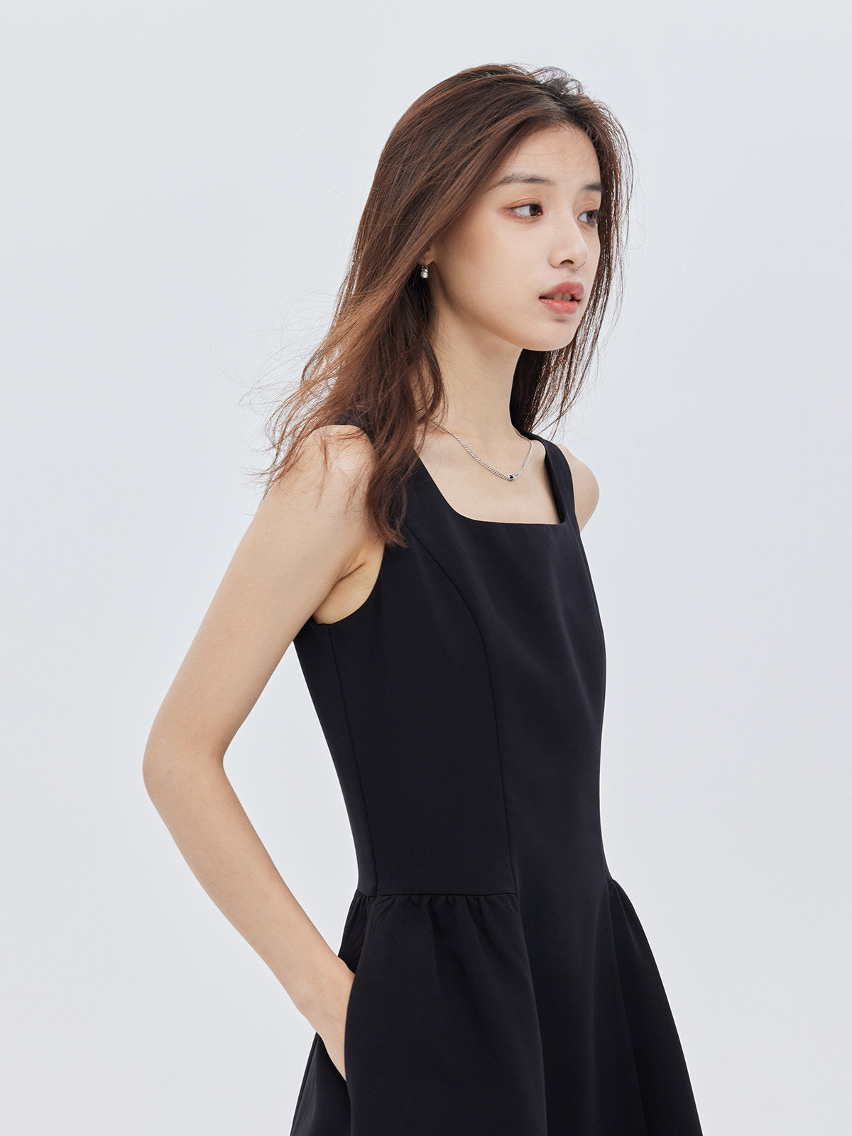 Square-Neck Wide Strap Dress SHN0009