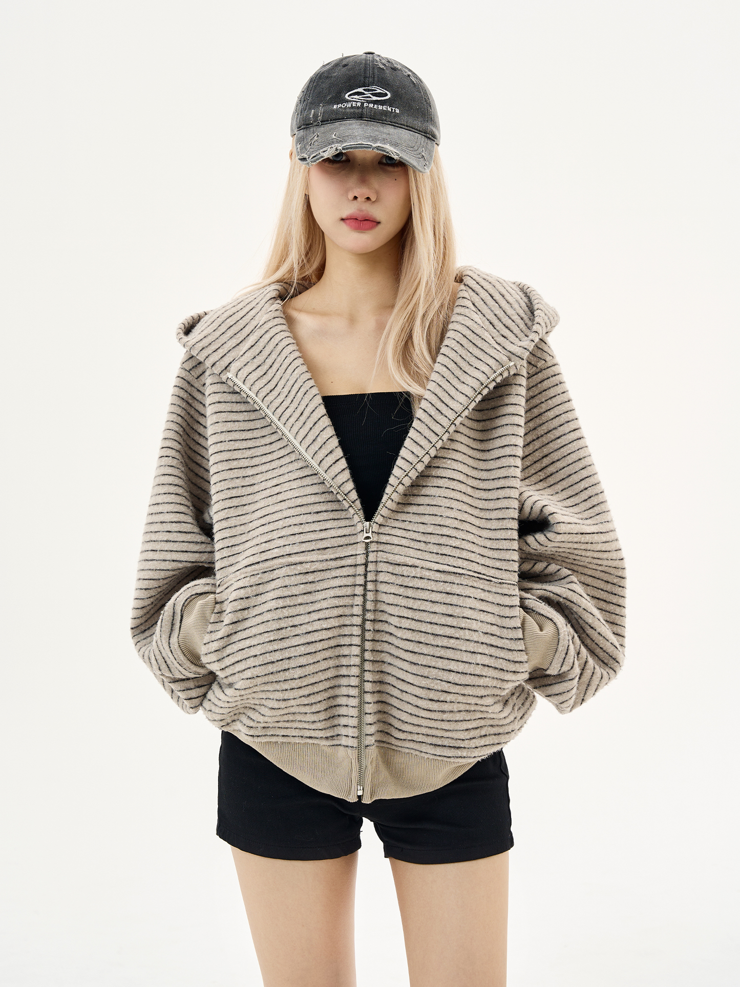 Thin Striped Zip-Up Hoodie MAD0005