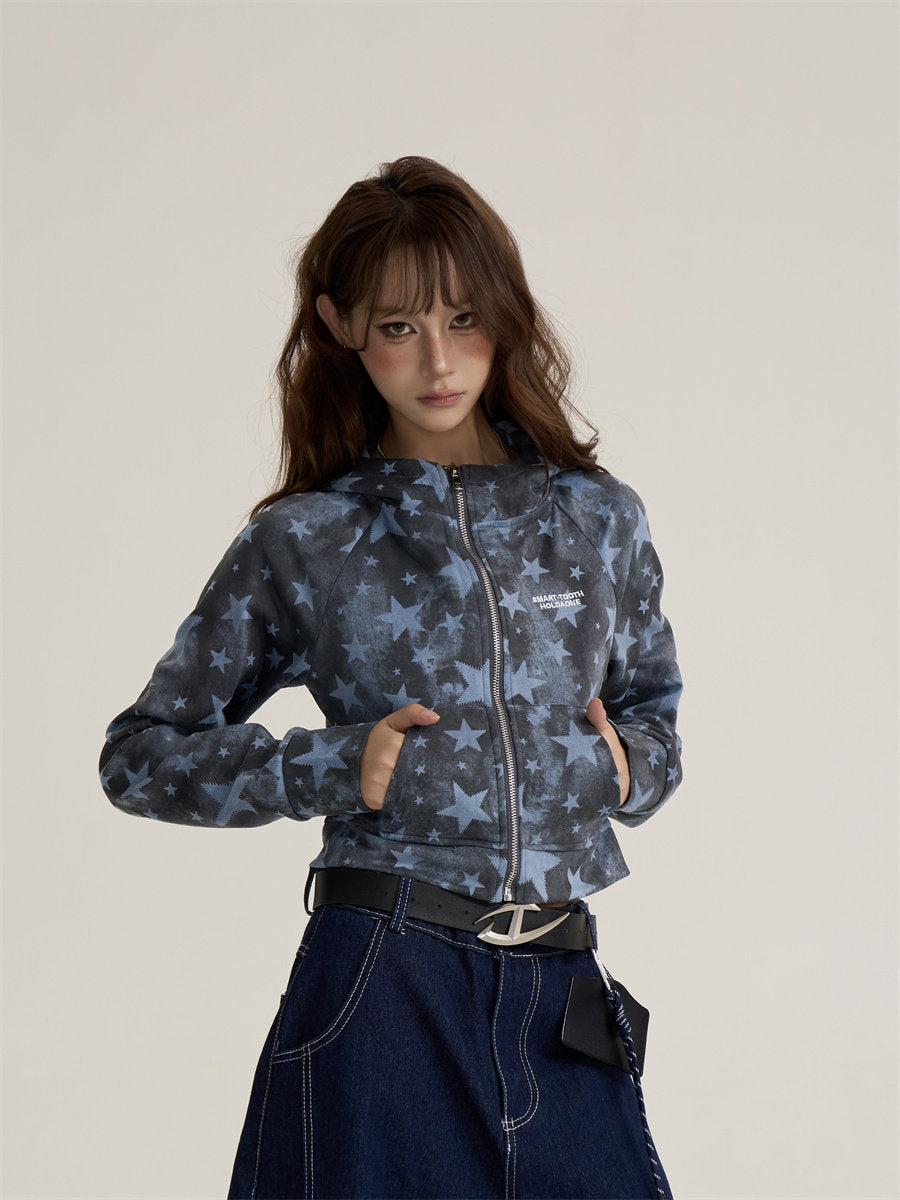 Star-Patterned Zip-Up Hoodie ONP0002