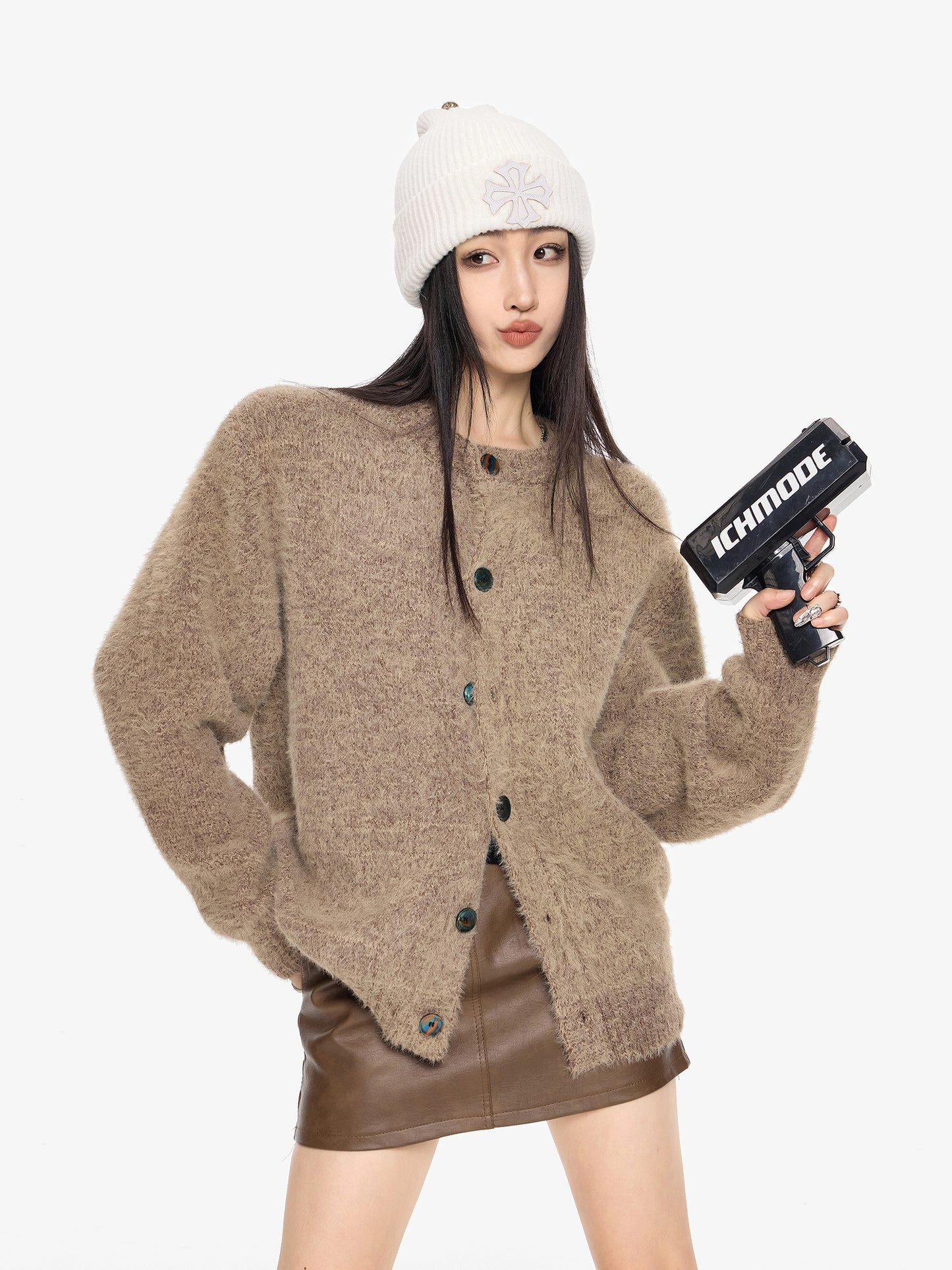 Round Neck Knit Cardigan ICM0101