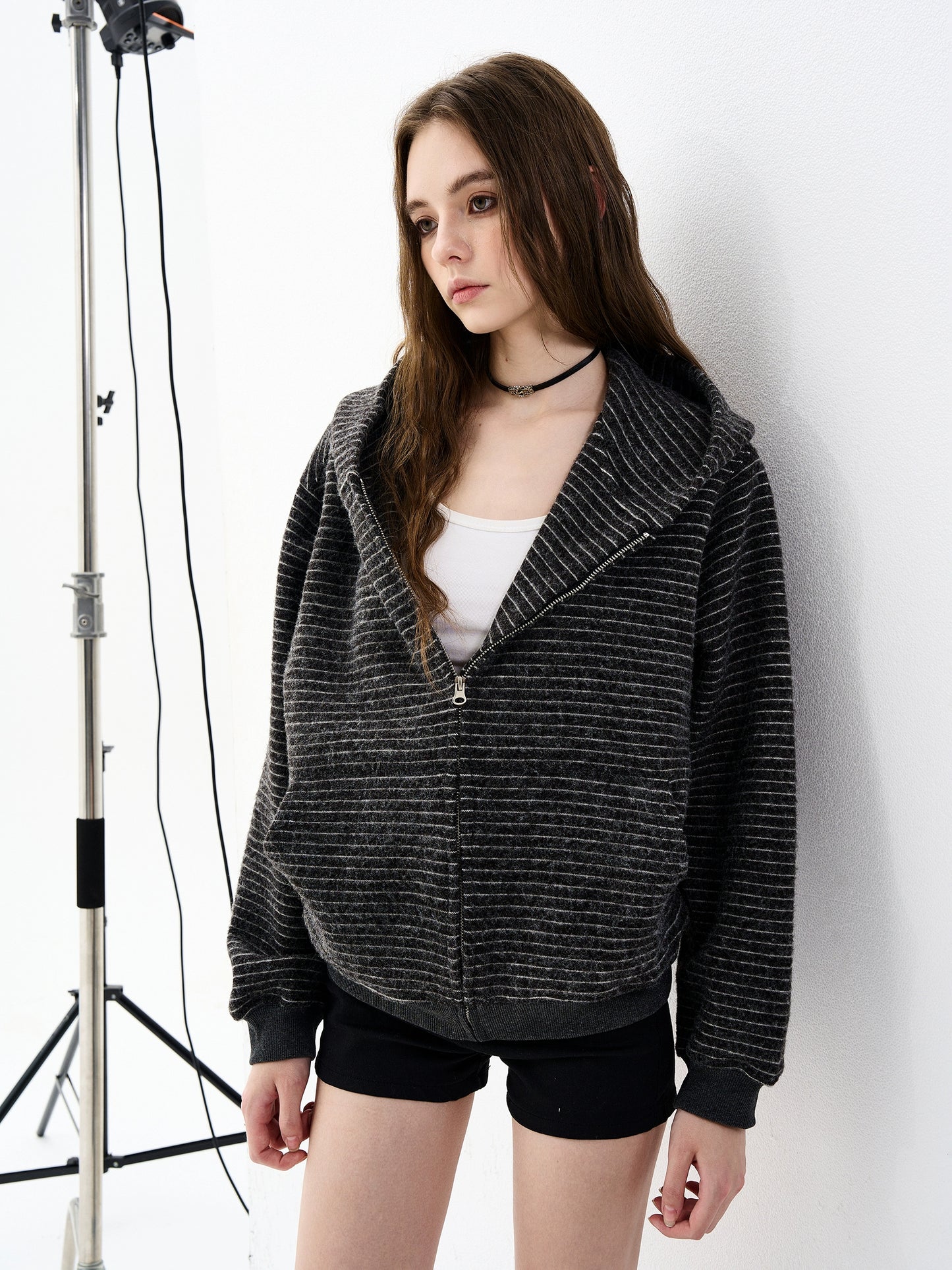 Thin Striped Zip-Up Hoodie MAD0005