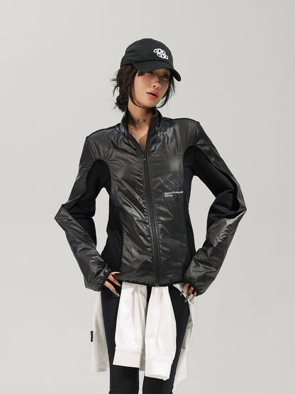 Mixed Material Zip-Up Tech Jacket ACS0386