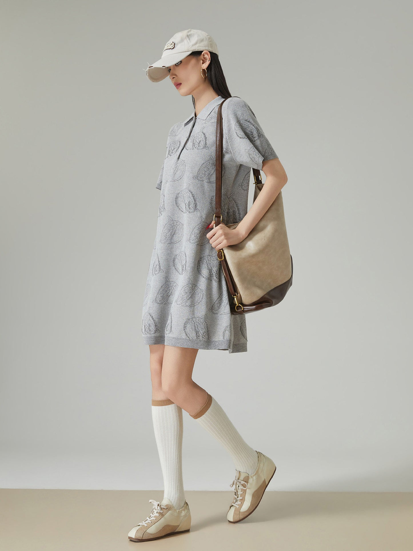 Graphic Knit Polo Mini Dress FER0233