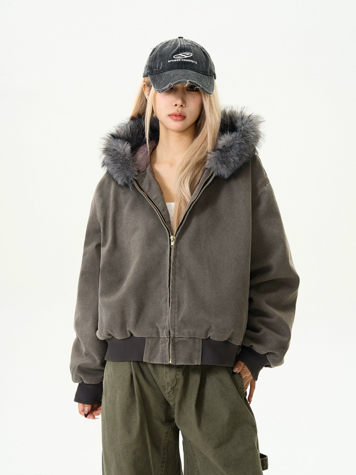 Fur Collar Short Cotton Coat MAD0011