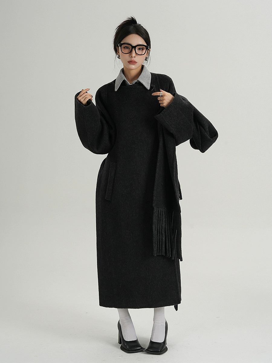 Belt Design Wool Long Coat SRS0322