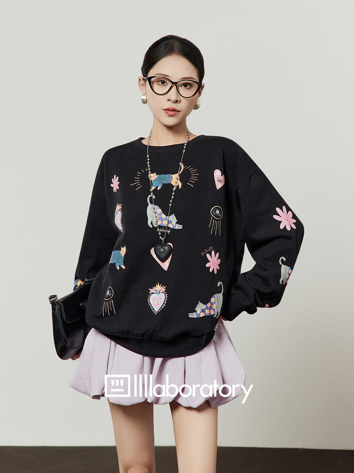 Unique Design Sweatshirt / Balloon Mini Skirt LLA0643