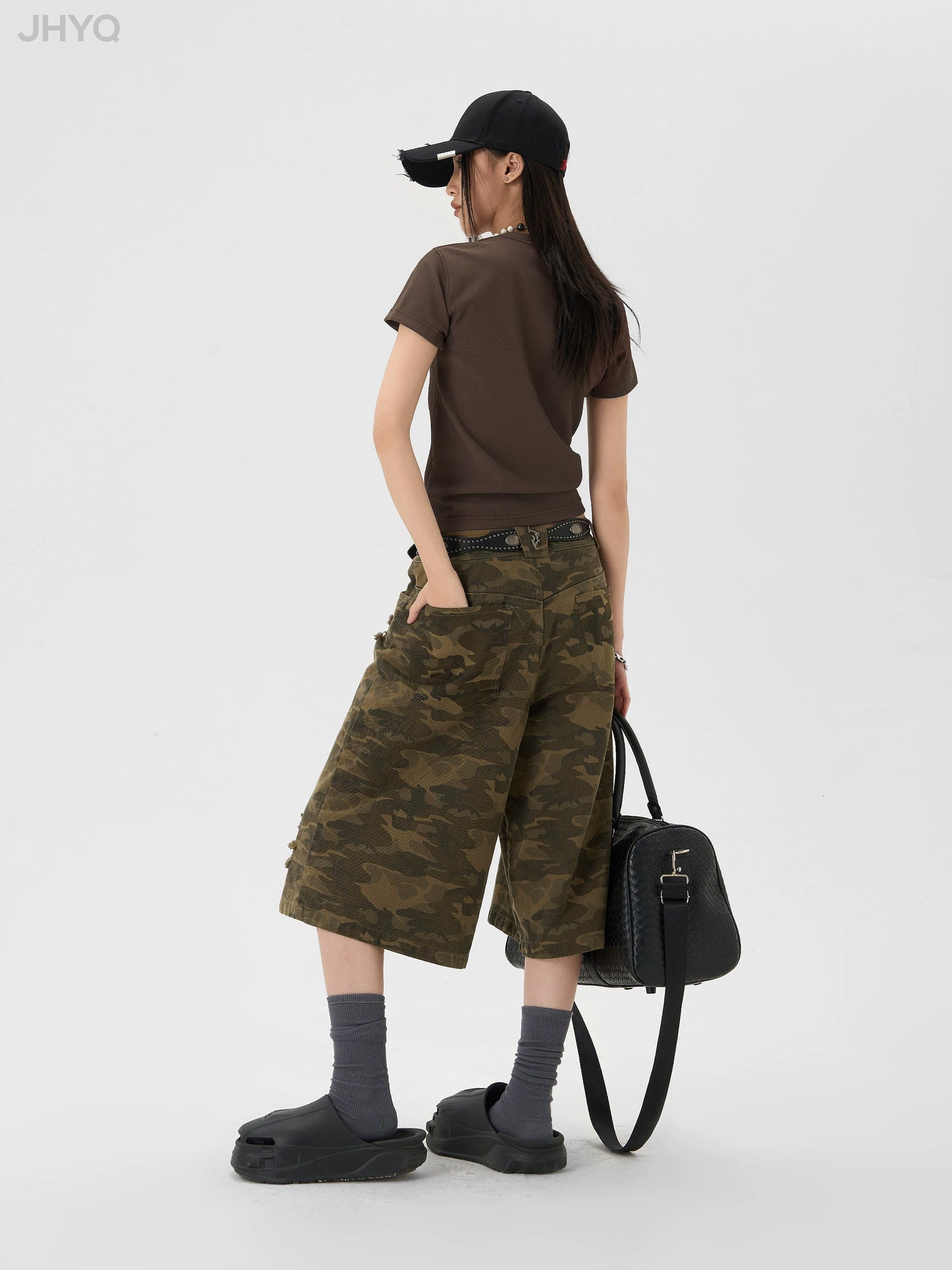 Retro Camouflage Cargo Cropped Shorts JHQ0006