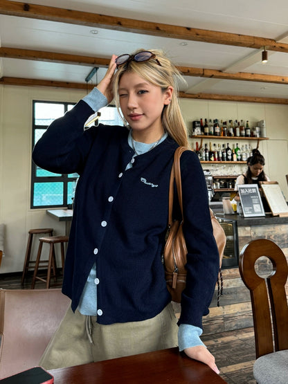 Layered Style Round Neck Knit Cardigan CYE0008