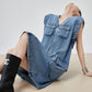 V-Neck Sleeveless Denim Dress FER0115