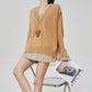 V-Neck Long Sleeve Knit Docking Shirt FER0037