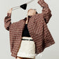 Retro Casual Check Shirt / White Denim Skirt LLA0512