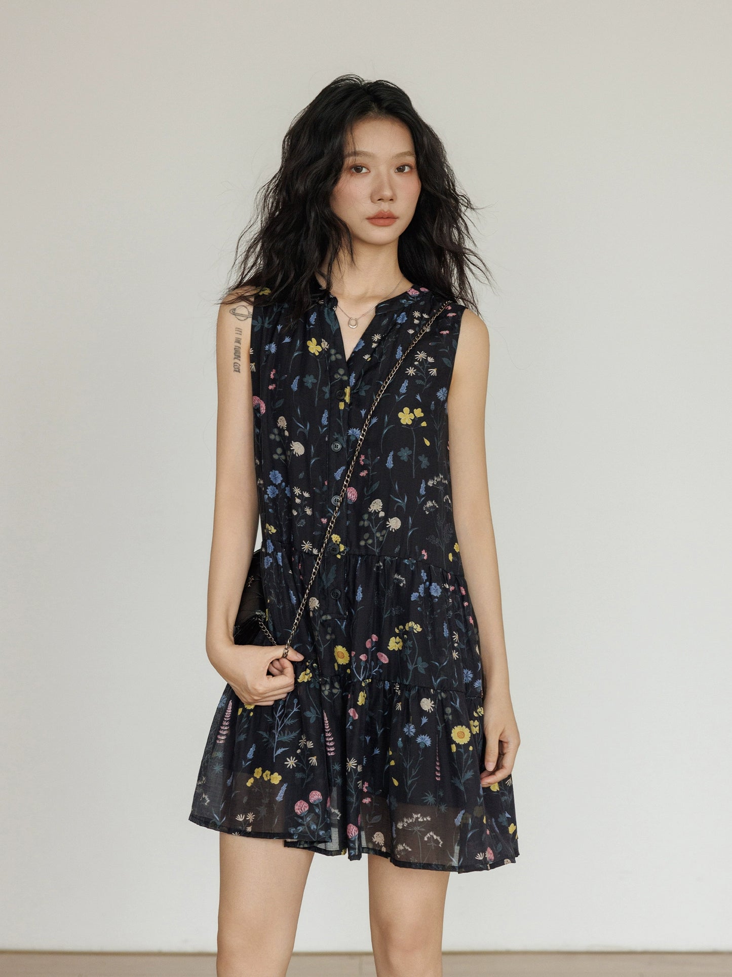 Sheer Flower Mini Dress VAS0057