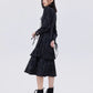 Marble Mid-Length Black Dress SHN0051