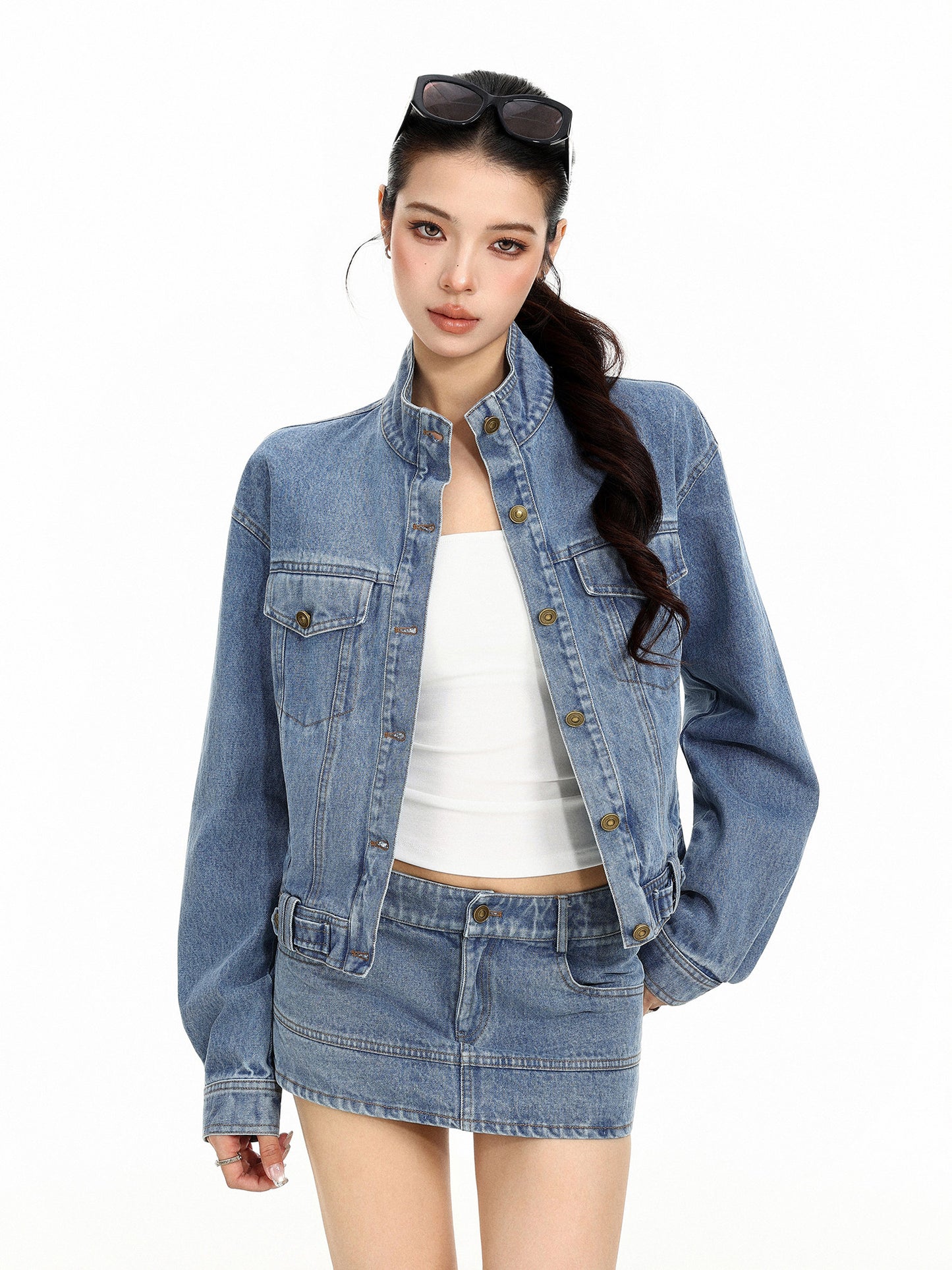 Stand Collar Denim Jacket BGS0049