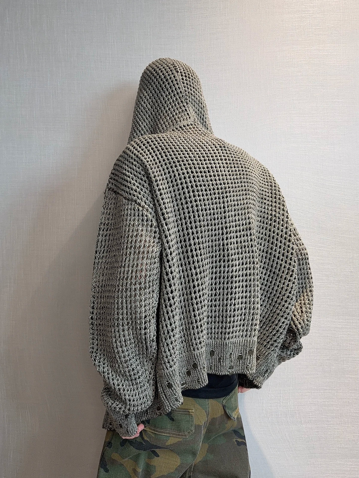 Reversible Mesh Zip-Up Knit Hoodie DAZ0010