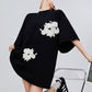 Flower Motif Oversized T-Shirt Dress FER0254