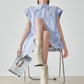 Blue Striped Sleeveless Shirt FER0177