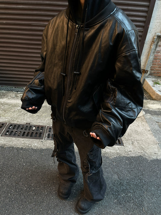Hood Leather Cotton Jacket FLG0006