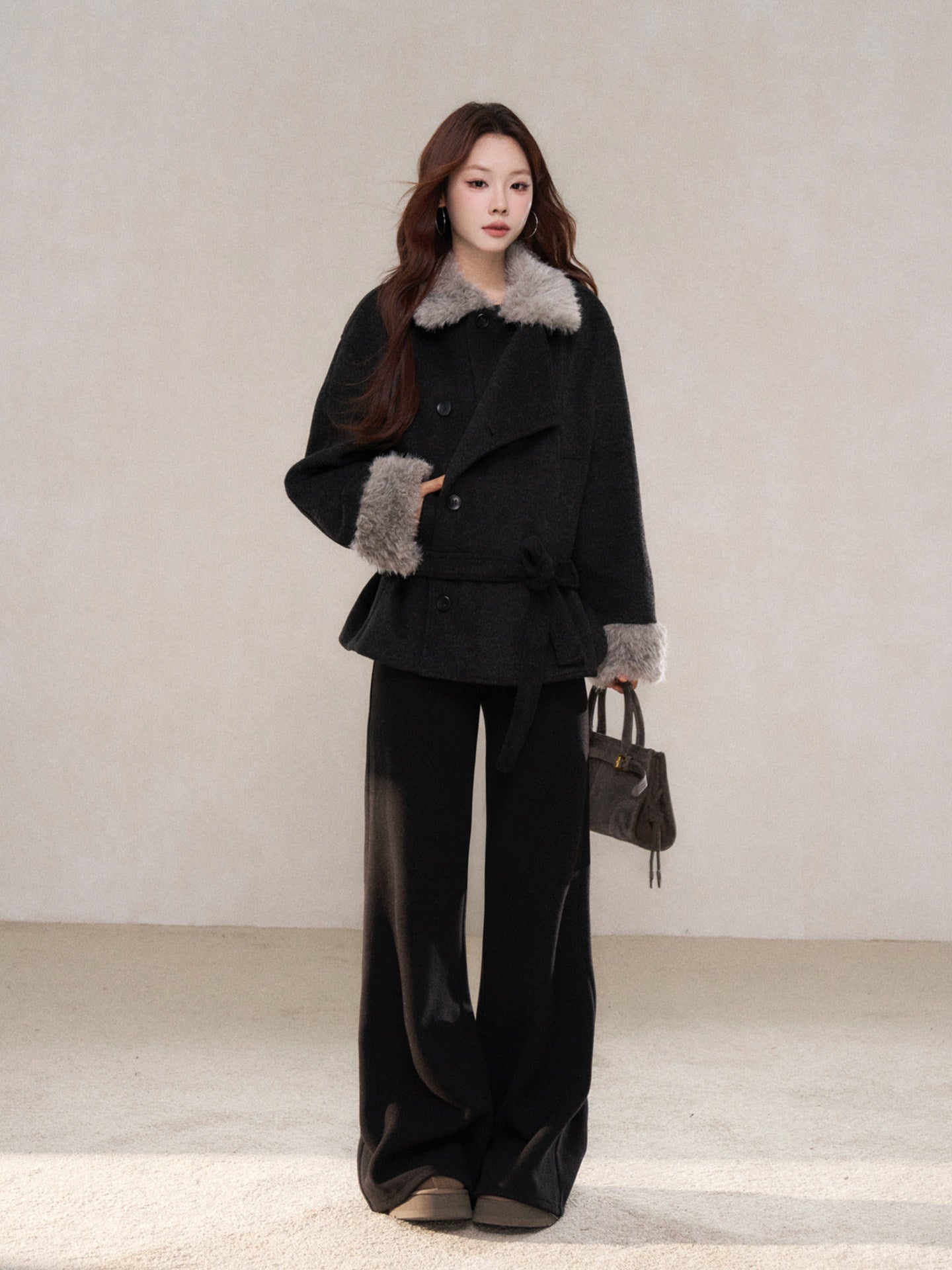 Fur Collar Mid-Length Coat WDB0009
