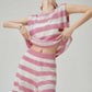 Pink Striped Sleeveless Knit Top / Shorts FER0326