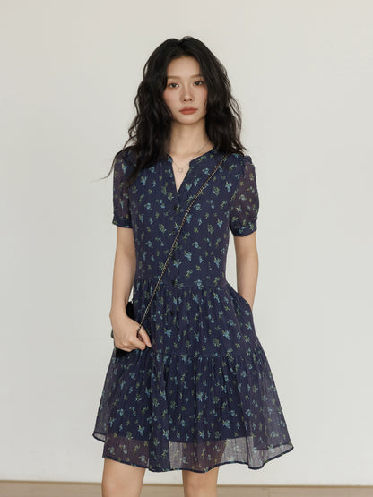 Flower French Mini Dress VAS0107