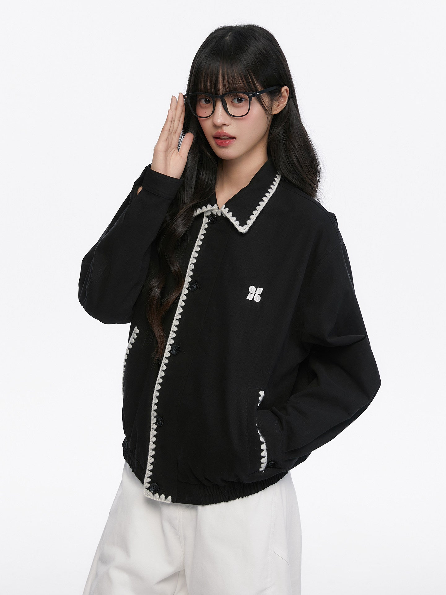 Shell Embroidered Harrington Jacket KIP0004