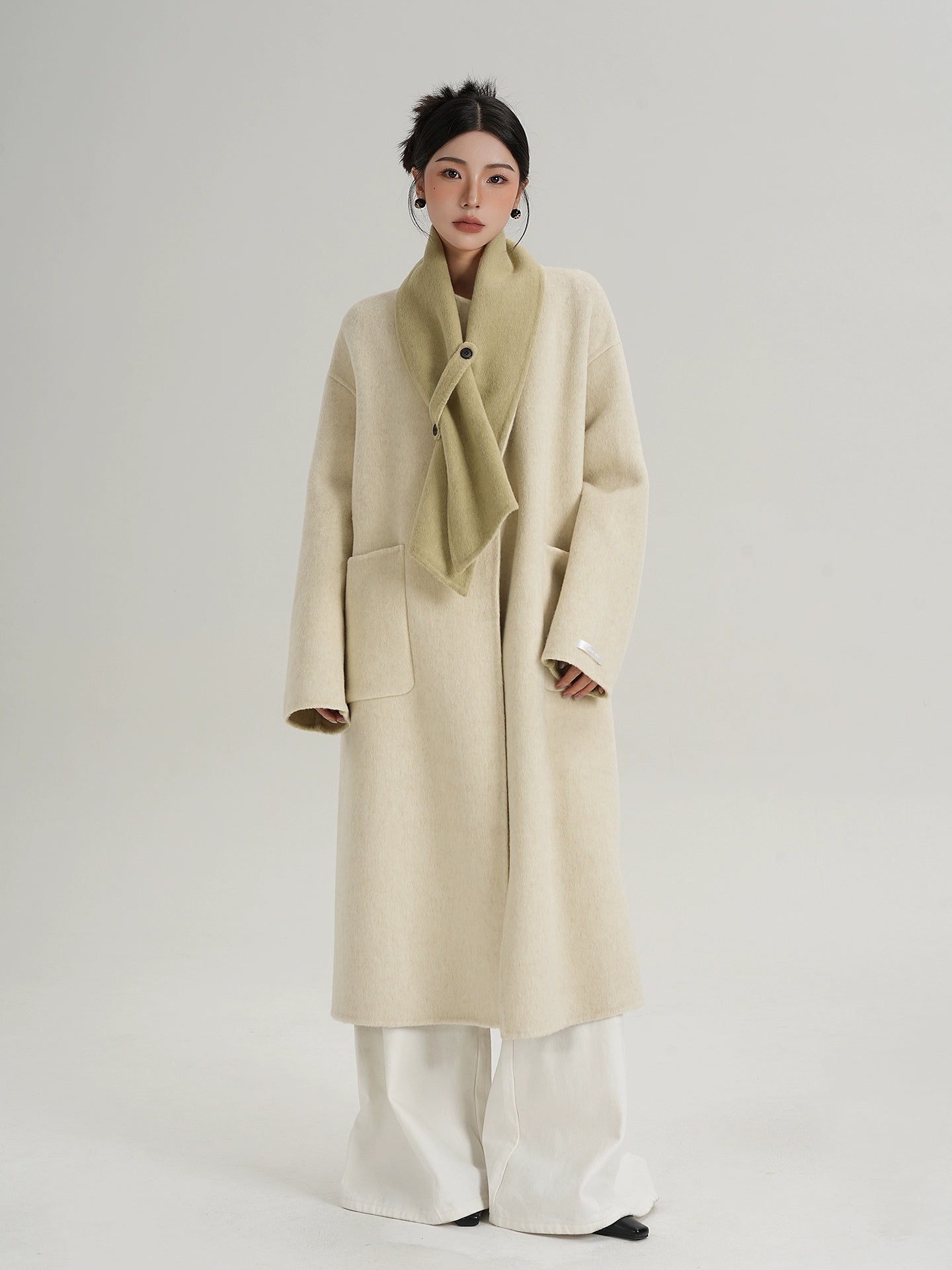 Scarf Collarless Coat SRS0412