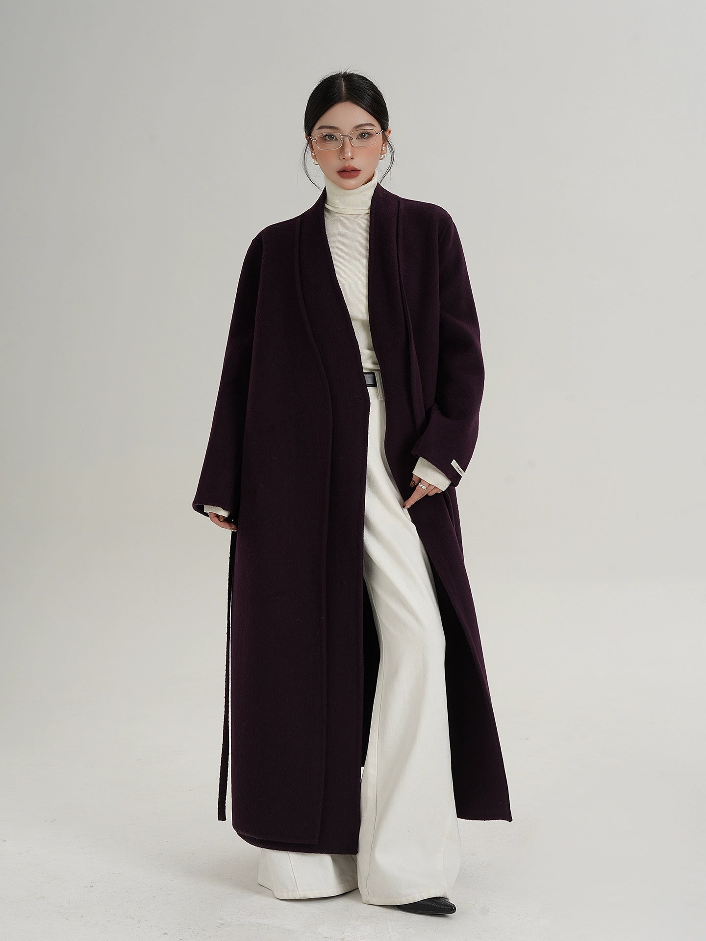 V-Neck Wool Long Coat SRS0387