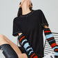 Black Striped Patchwork Knit FER0033