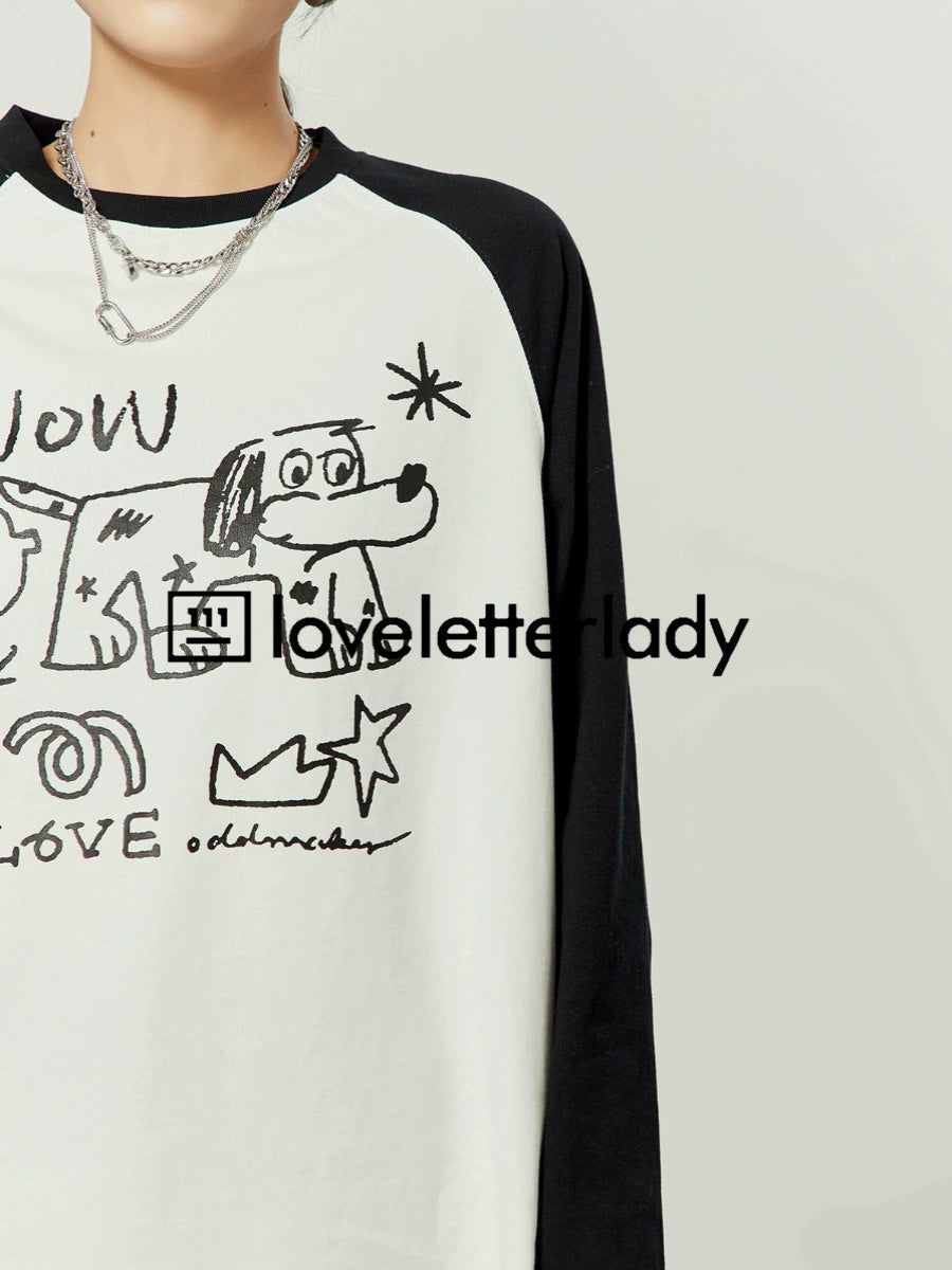 Puppy Raglan Long Sleeve T-Shirt LLA0031