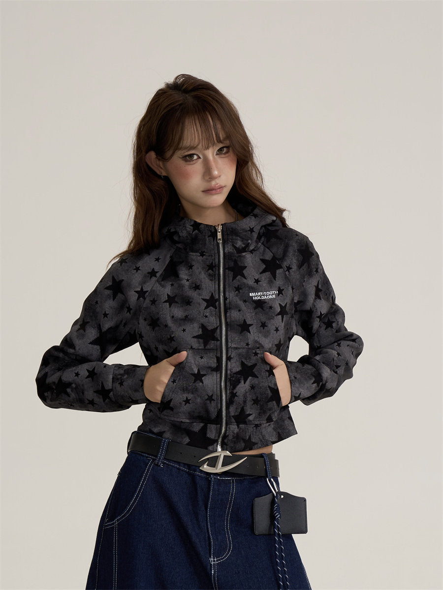 Star-Patterned Zip-Up Hoodie ONP0002