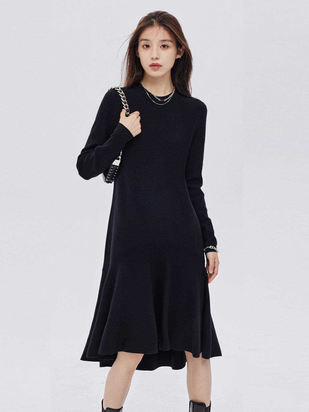 Flare Design Long-Sleeve Dress SHN0057