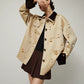 Pearl Satin Jacket / Brown Mini Skirt SUY0013