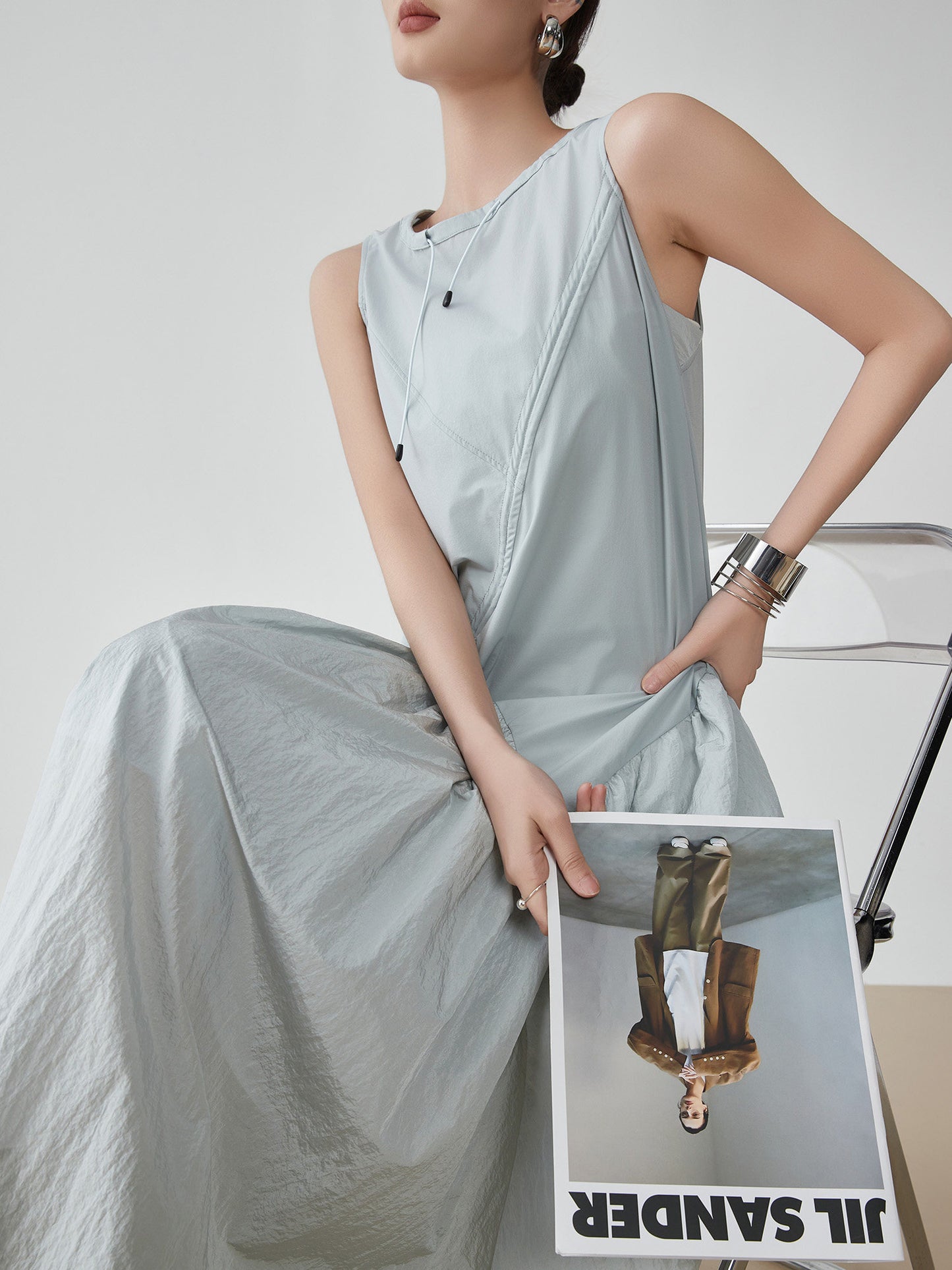 Asymmetric Drape Long Dress FER0279