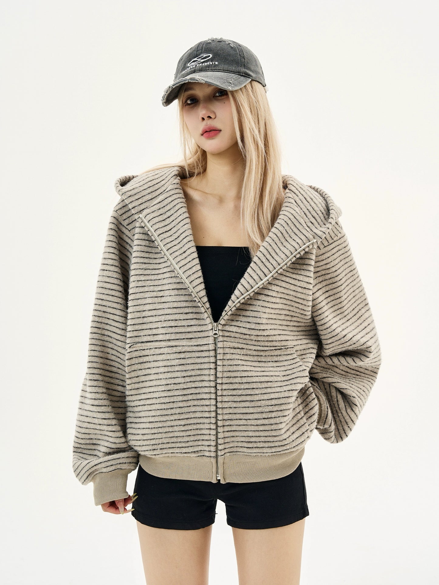 Thin Striped Zip-Up Hoodie MAD0005