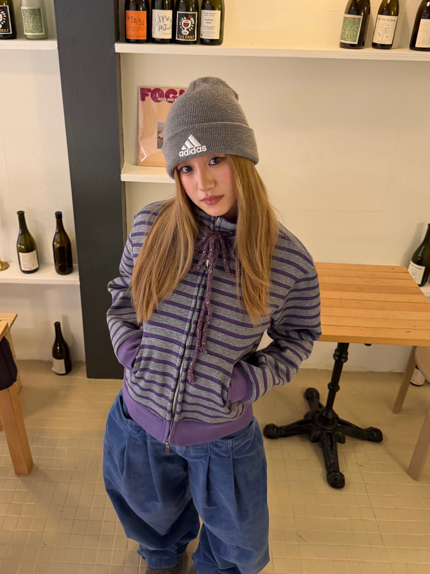 Striped Fleece Stand Collar Hoodie CYE0096