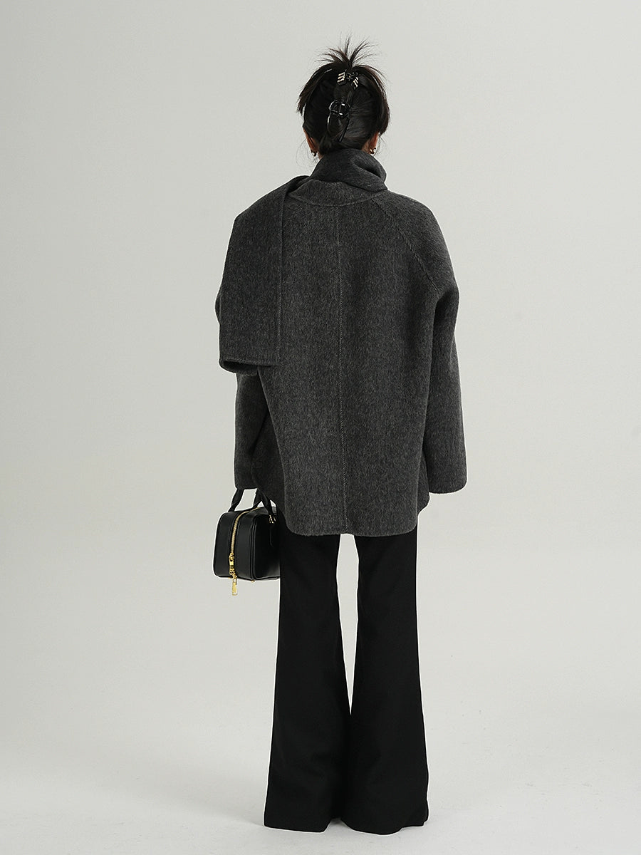 Colorless Wool Middle Coat / Scarf SRS0321