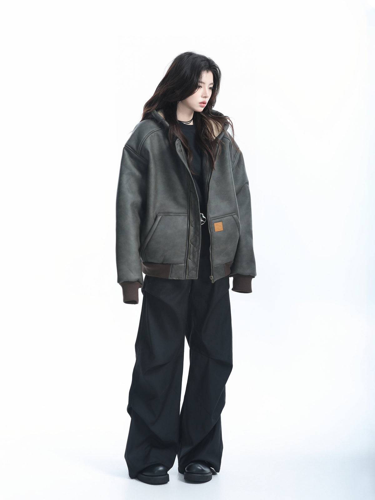 Oversized Fur Hooded Blouson WLS0016